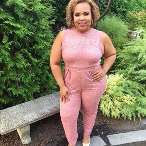 Pink blush lace jumpsuit